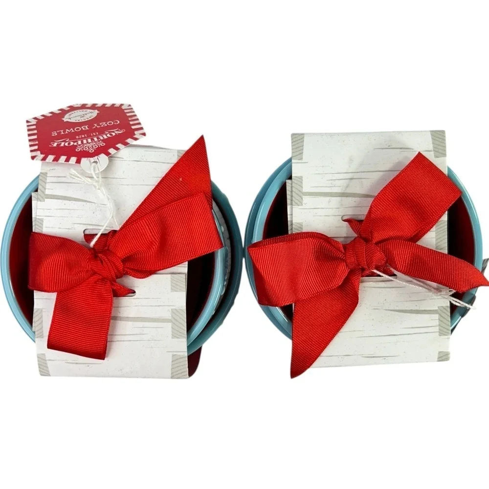 Hallmark Northpole COZY‎ BOWLS Set of 2 Blue Snowflake Christmas Holiday Gift